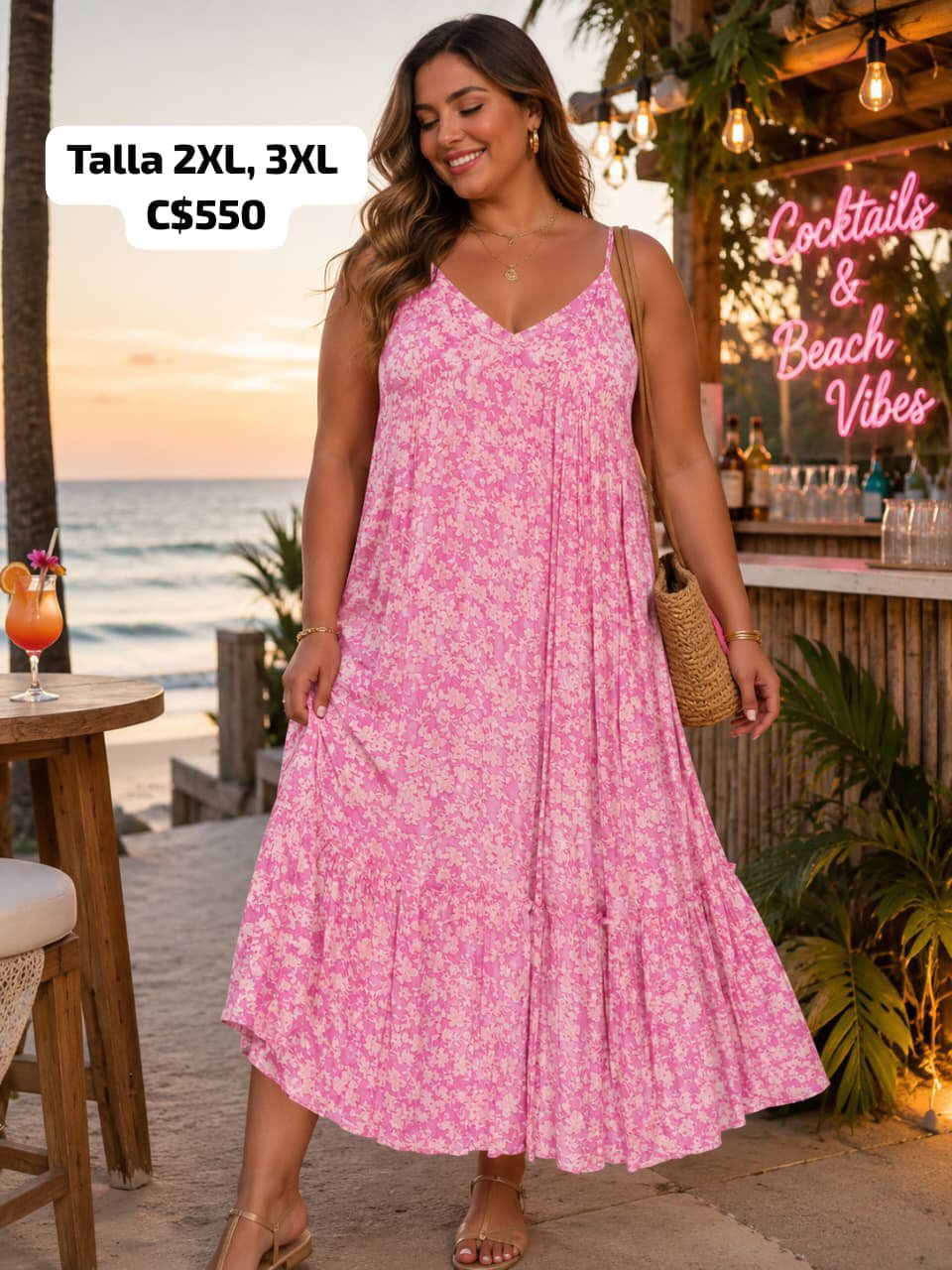 Maxi vestido rosa